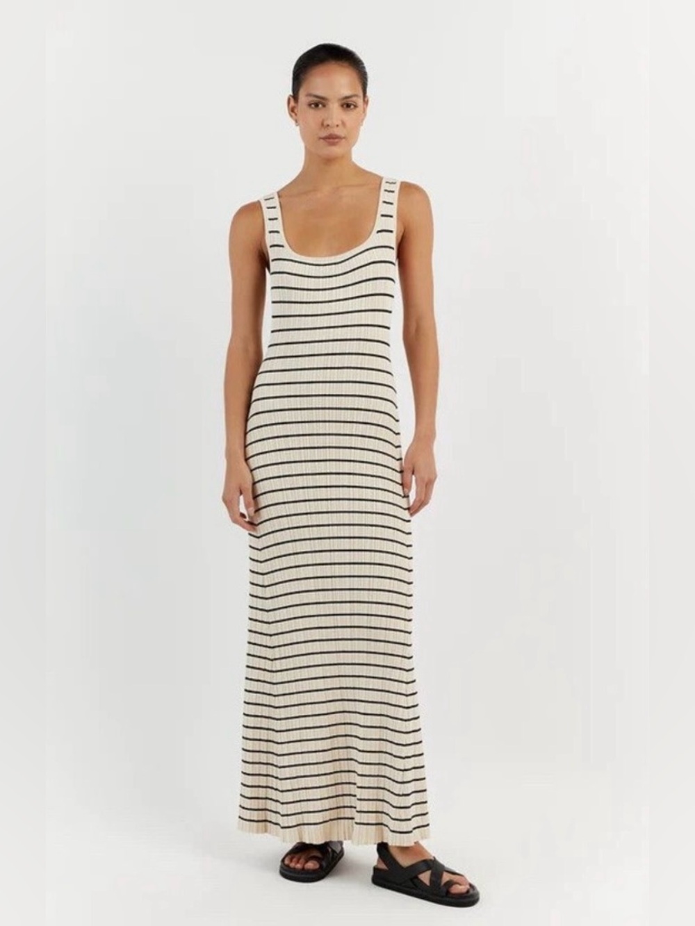 DISSH Billie Butter Stripe Ribbed Knit Maxi Dress Size L - Picture 3 of 16
